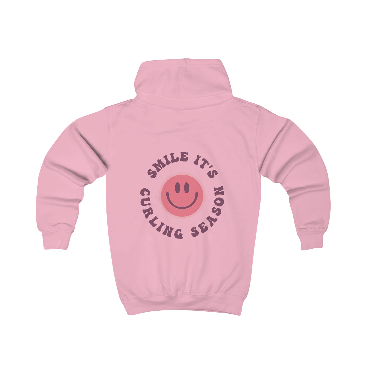 Smile It's Curling Season Pink Hoodie