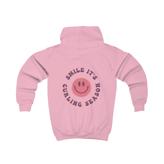 Smile It's Curling Season Pink Hoodie